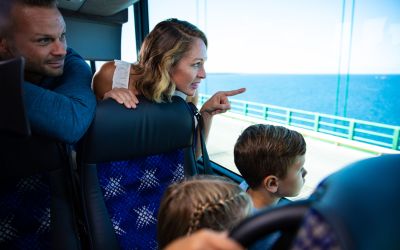 Family Riding on Motor Coach